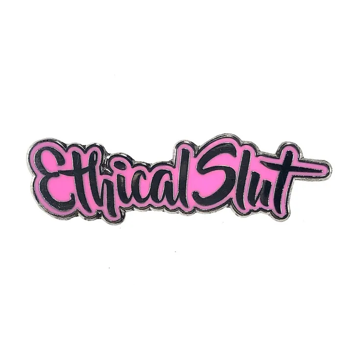 Geeky Kinky Vibrators Ethical Slut Pink Enamel Pin