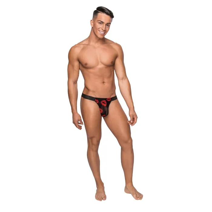 Kiss Me Micro Thong v Large XLarge Sheer Lips Male Power Female Sex Toys