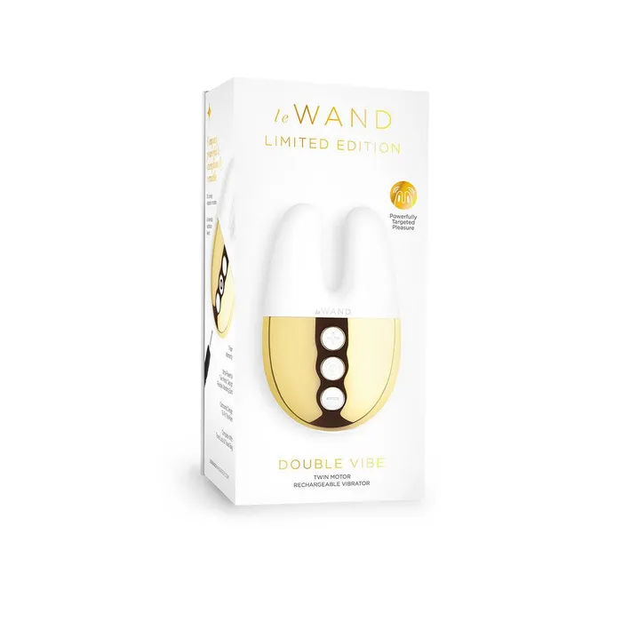 Le Wand Vibrators Le Wand Chrome Double Vibe Limited Edition WhiteGold