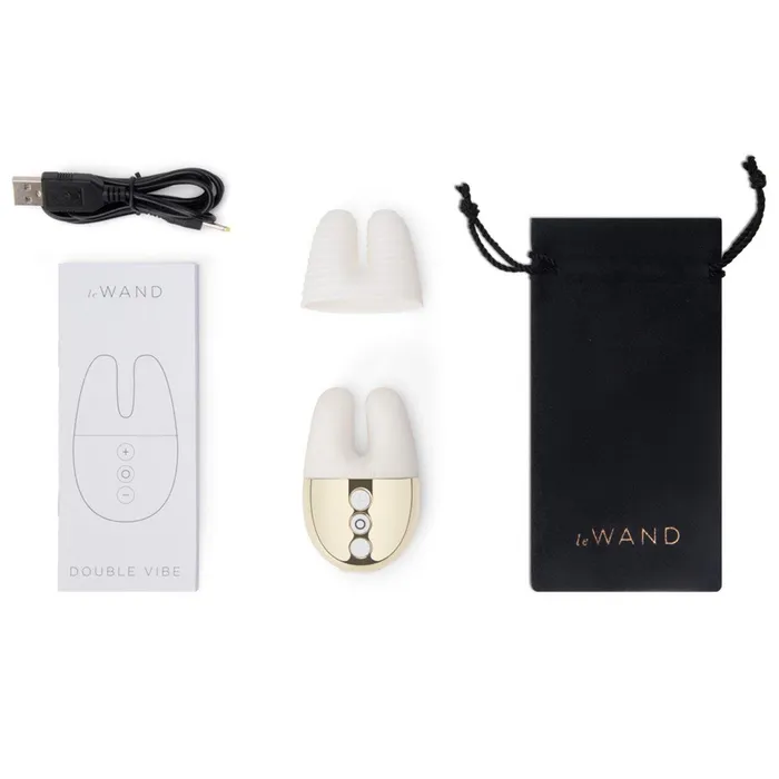 Le Wand Vibrators Le Wand Chrome Double Vibe Limited Edition WhiteGold