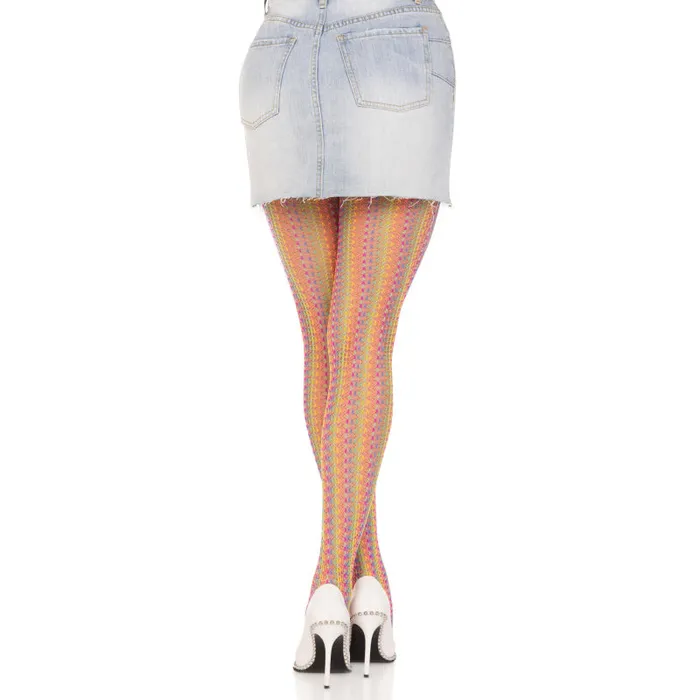 Leg Avenue Mens Underwear Rainbow Crochet Net Tights One Size Multicolor