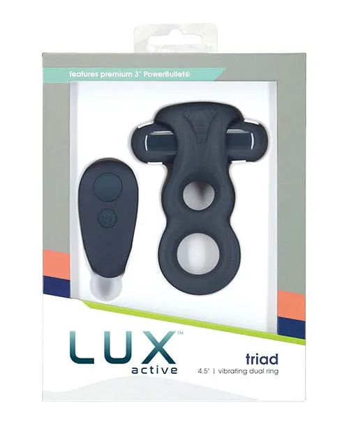 Lux Active Triad 45 Vibrating Dual Ring with Remote Dark Blue BMS Enterprises Male Sex Toys Lux Active Triad 45 Vibrating Dual Ring with Remote Dark Blue BMS Enterprises Male Sex Toys