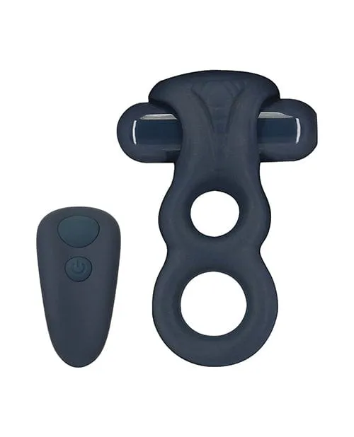 Lux Active Triad 45 Vibrating Dual Ring with Remote Dark Blue BMS Enterprises Male Sex Toys Lux Active Triad 45 Vibrating Dual Ring with Remote Dark Blue BMS Enterprises Male Sex Toys