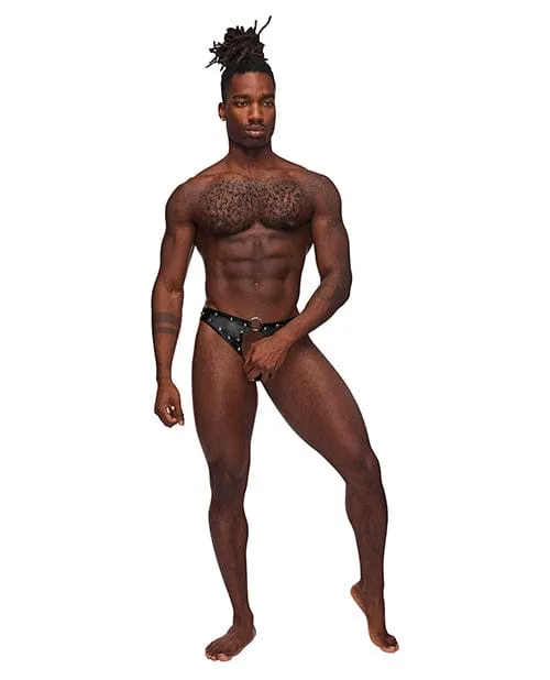Male Power Anal Fetish Cyclops Nylon Spandex Pouchless Jock Strap Black