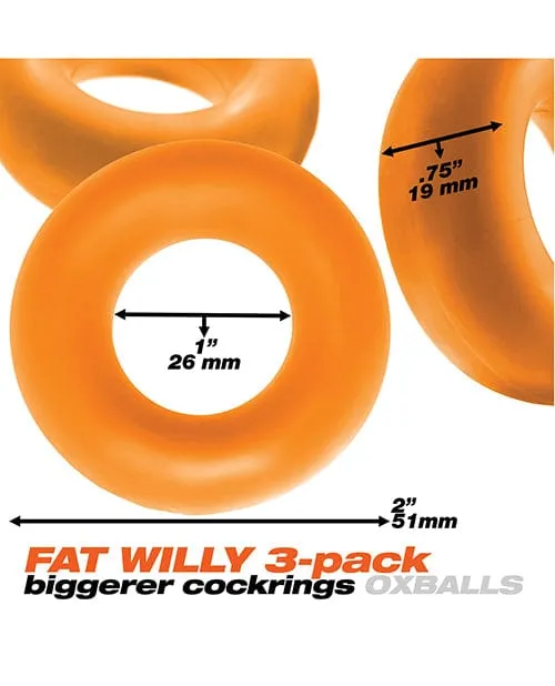 Male Sex Toys OXBALLS Oxballs Fat Willy 3 Pack Jumbo Cock Rings Orange