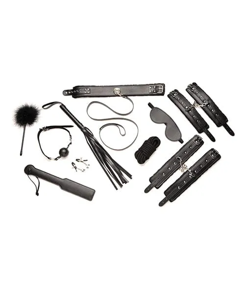 Master Series Couples Master Series Hook Up 10 piece Plush Bondage Set Black