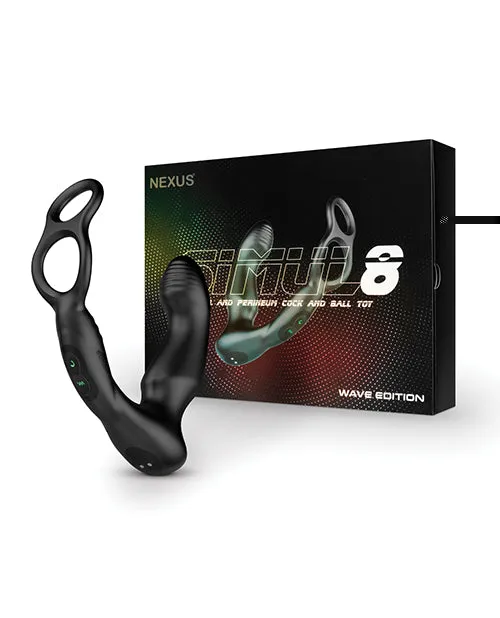 Nexus Anal Nexus Simul8 Wave Dual Cock Ring Prostate Massage Black