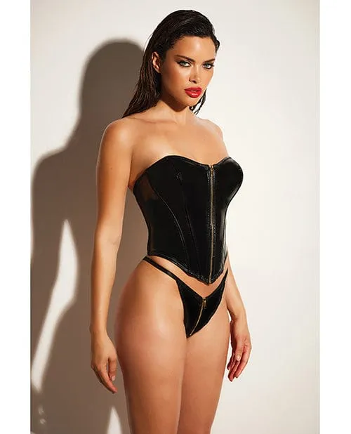 Oh La La Cheri Fetish Rider Vinyl Bustier With front Zipper Panty Black Female Sex Toys Oh La La Cheri Fetish Rider Vinyl Bustier With front Zipper Panty Black Female Sex Toys