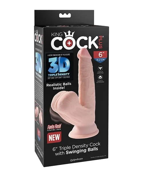 Pipedream Products Dildos King Cock Plus Triple Density Cock with Swinging Balls
