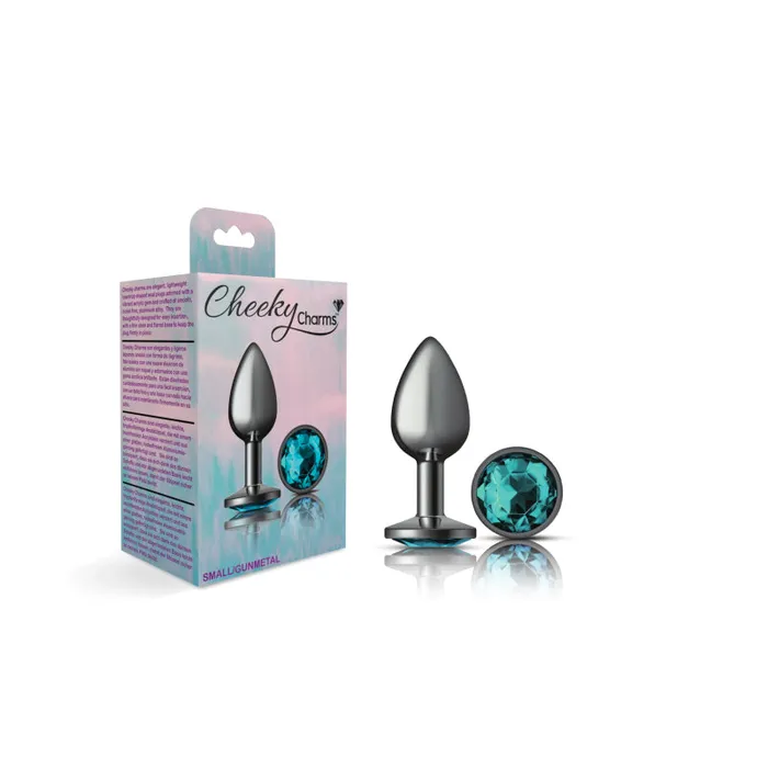 Viben Anal Cheeky Charms Gunmetal Metal Butt Plug Round Teal Small