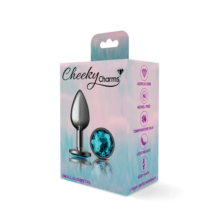 Viben Anal Cheeky Charms Gunmetal Metal Butt Plug Round Teal Small Viben Anal Cheeky Charms Gunmetal Metal Butt Plug Round Teal Small