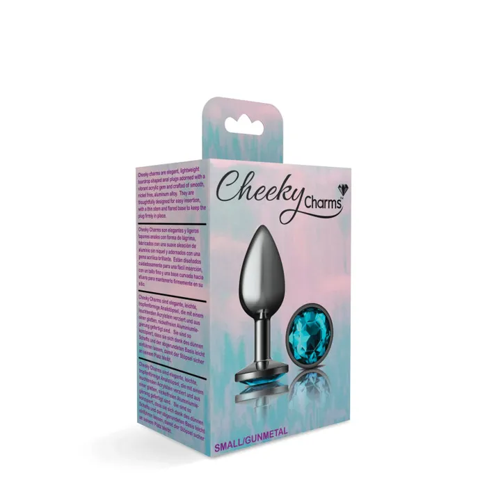 Viben Anal Cheeky Charms Gunmetal Metal Butt Plug Round Teal Small Viben Anal Cheeky Charms Gunmetal Metal Butt Plug Round Teal Small