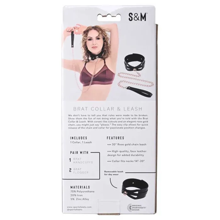 Vibrators Brat Collar and Leash Black Rose Gold Sportsheets Vibrators Brat Collar and Leash Black Rose Gold Sportsheets
