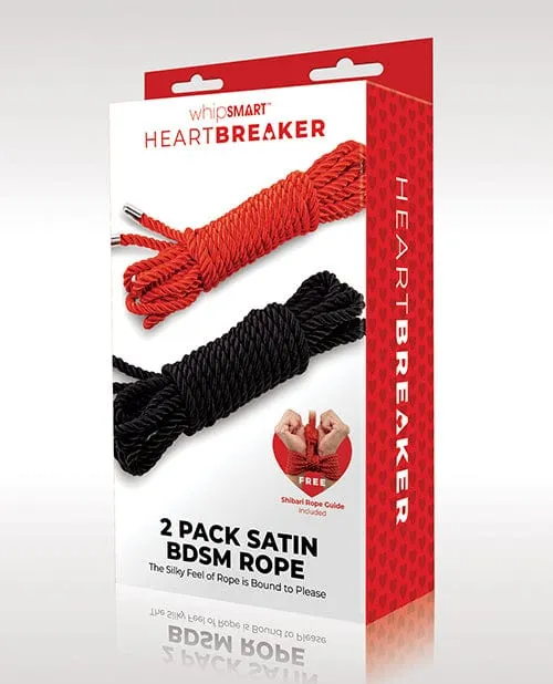 XGEN Anal Whipsmart Heartbreaker Satin BDSM Rope Black Red Set Of 2