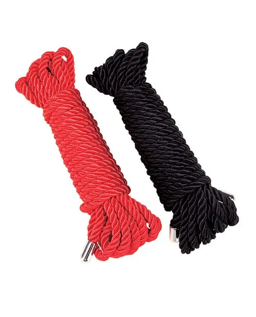 XGEN Anal Whipsmart Heartbreaker Satin BDSM Rope Black Red Set Of 2 XGEN Anal Whipsmart Heartbreaker Satin BDSM Rope Black Red Set Of 2