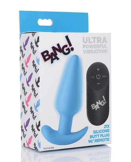 XR Brands Bang 21x Vibrating Silicone Butt Plug With remote Male Sex Toys
