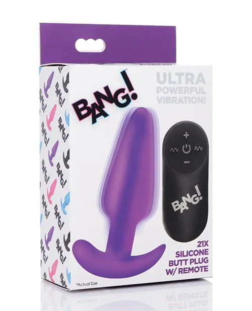 XR Brands Bang 21x Vibrating Silicone Butt Plug With remote Male Sex Toys