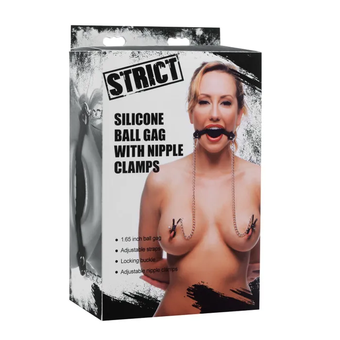 XR Brands Strict Male Sex Toys Silicone Ball Gag Wnipple Clamps XR Brands Strict Male Sex Toys Silicone Ball Gag Wnipple Clamps