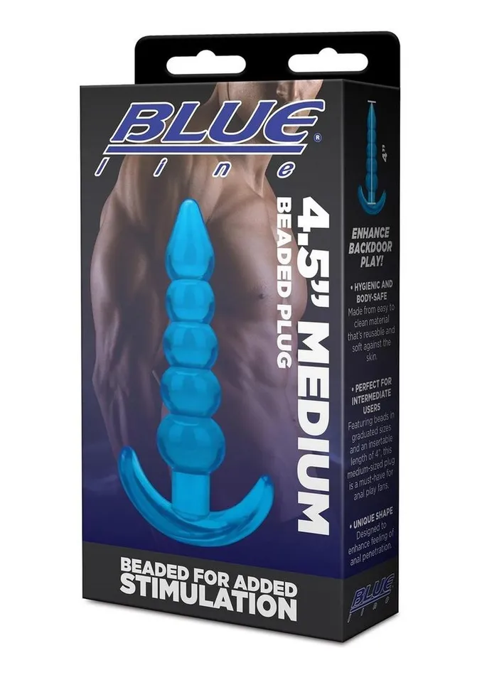 Anal Blue Line Medium Beaded Anal Plug Blue Line CandB Gear Anal Blue Line Medium Beaded Anal Plug Blue Line CandB Gear