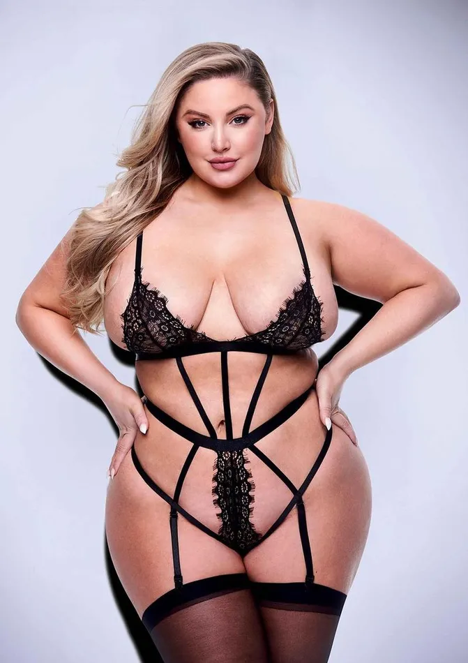 Baci Lingerie Sexy Strappy Lace Teddy with Garters Female Sex Toys
