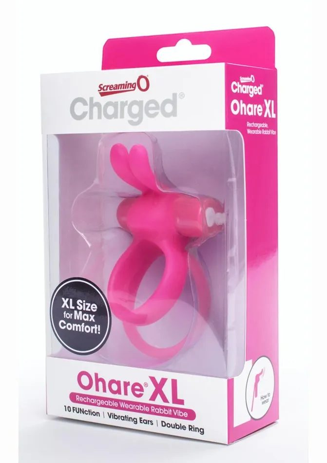 Charged Ohare XL Silicone USB Rechargeable Wearable Rabbit Vibrating Cock Ring Pink Individual Charged Male Sex Toys