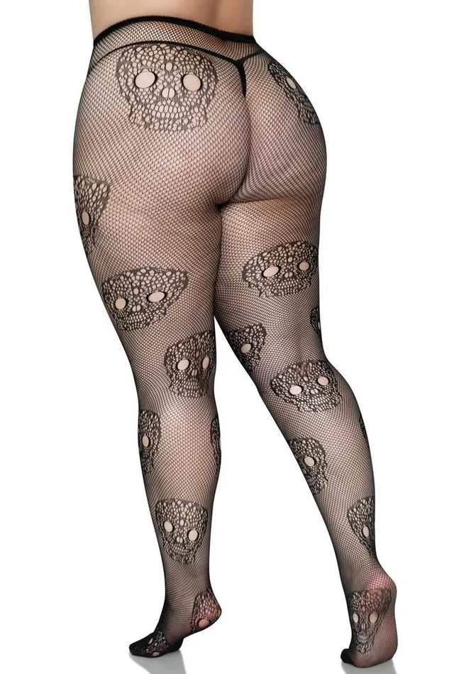 Couples Leg Avenue Leg Avenue Lace Skull Fishnet Tights