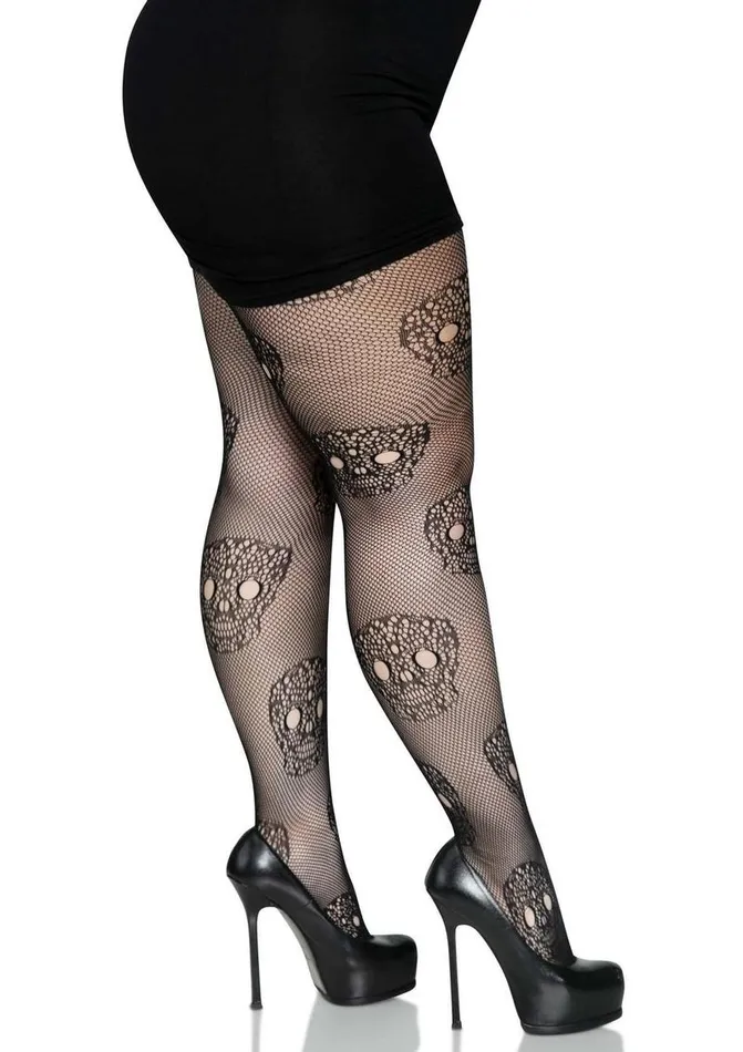Couples Leg Avenue Leg Avenue Lace Skull Fishnet Tights