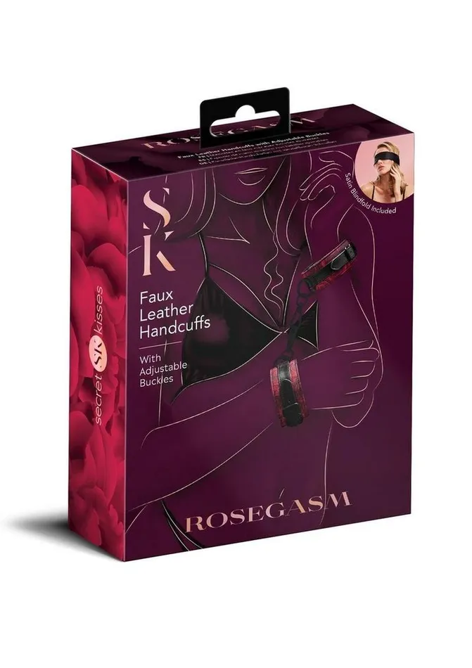 Couples Secret Kisses Rosegasm Buckle Cuffs with Satin Blindfold Secret Kisses Couples Secret Kisses Rosegasm Buckle Cuffs with Satin Blindfold Secret Kisses