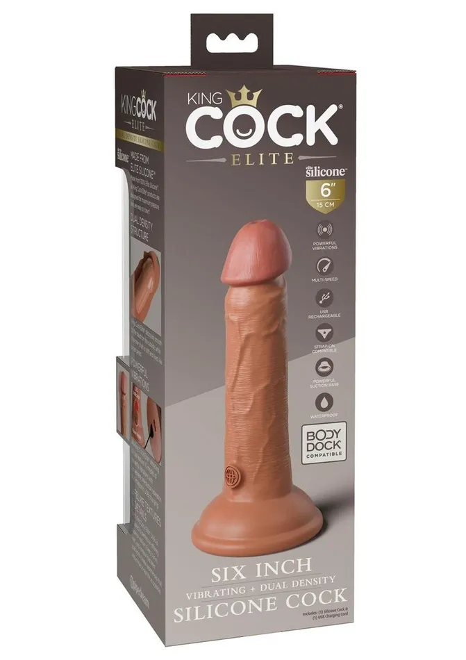 Female Sex Toys King Cock King Cock Elite Dual Density Vibrating Rechargeable Silicone Dildo