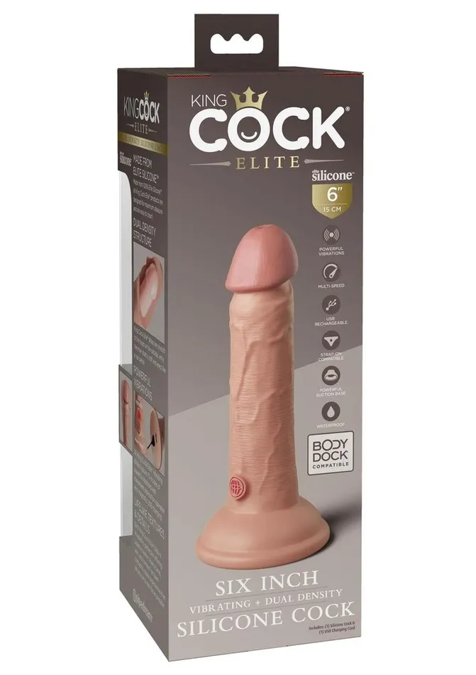 Female Sex Toys King Cock King Cock Elite Dual Density Vibrating Rechargeable Silicone Dildo