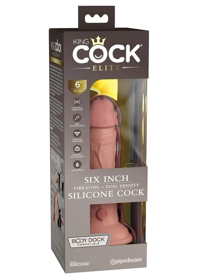 Female Sex Toys King Cock King Cock Elite Dual Density Vibrating Rechargeable Silicone Dildo