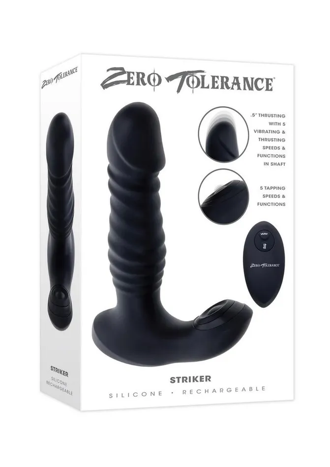 Female Sex Toys Zero Tolerance Zero Tolerance Striker Rechargeable Silicone Thrusting Anal Vibrator with Remote Control
