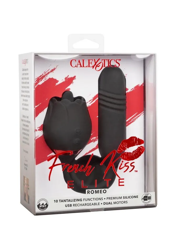 French Kiss Elite Romeo Rechargeable Silicone Vibrator with Clitoral Stimulator French Kiss Female Sex Toys