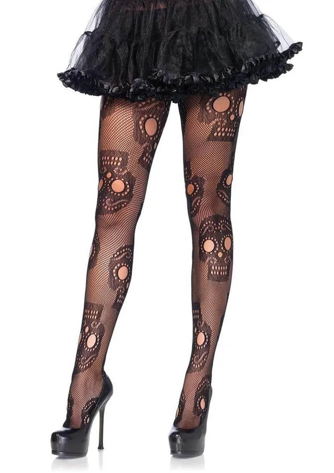 Leg Avenue Vibrators Leg Avenue Sugar Skull Net Pantyhose