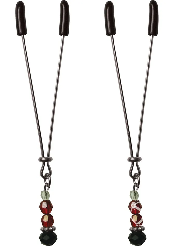 Male Sex Toys Sex and Mischief Sex and Mischief Ruby Black Adjustable Nipple Clips with Beads Male Sex Toys Sex and Mischief Sex and Mischief Ruby Black Adjustable Nipple Clips with Beads