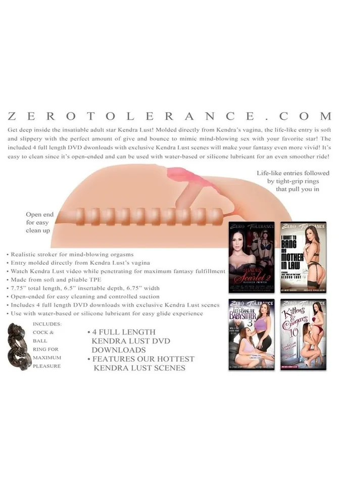 Male Sex Toys Zero Tolerance Kendra Lust Life Size Vagina Stroker with Ass Kit
