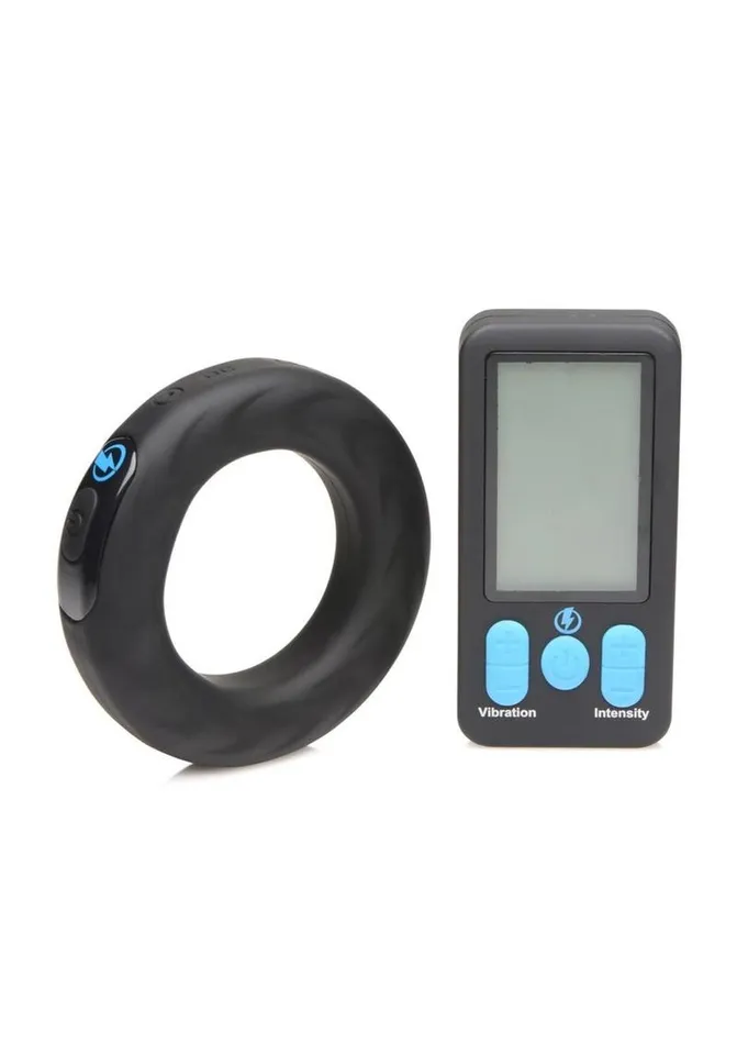 Male Sex Toys Zeus Electrosex Zeus Vibrating and EStim Rechargeable Silicone Cock Ring with Remote Control
