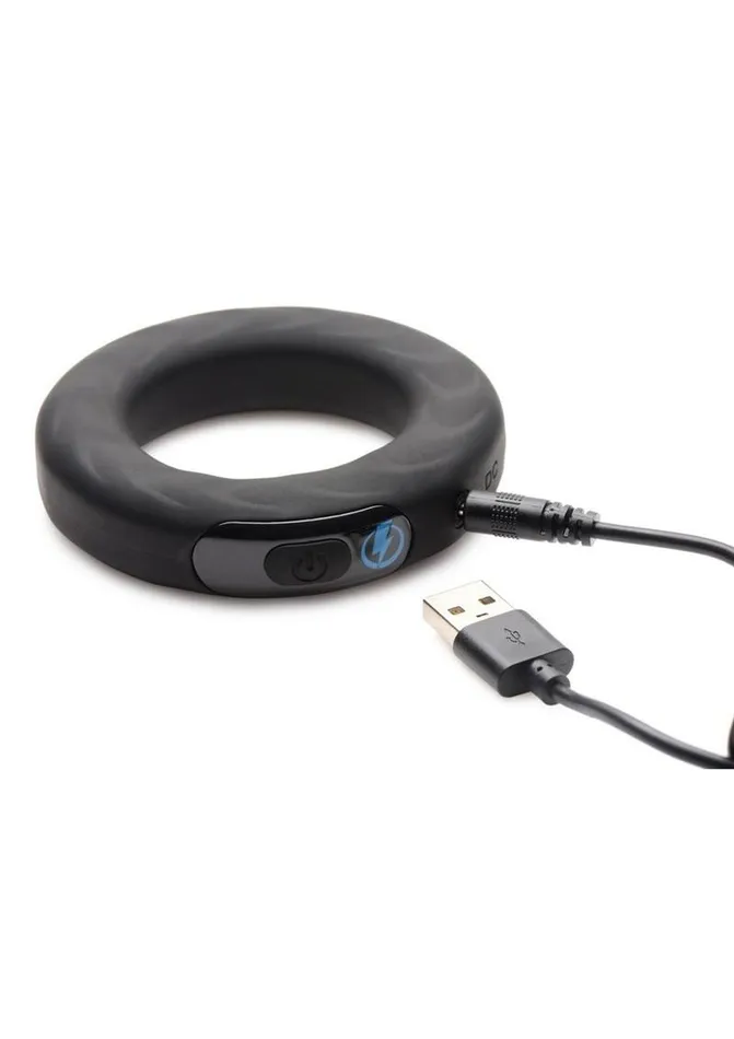 Male Sex Toys Zeus Electrosex Zeus Vibrating and EStim Rechargeable Silicone Cock Ring with Remote Control