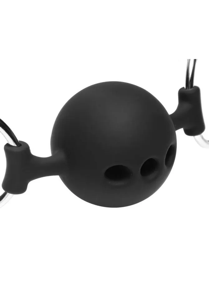 Master Series Hinder Breathable Silicone Ball Gag with Nipple Clamps Master Series Male Sex Toys