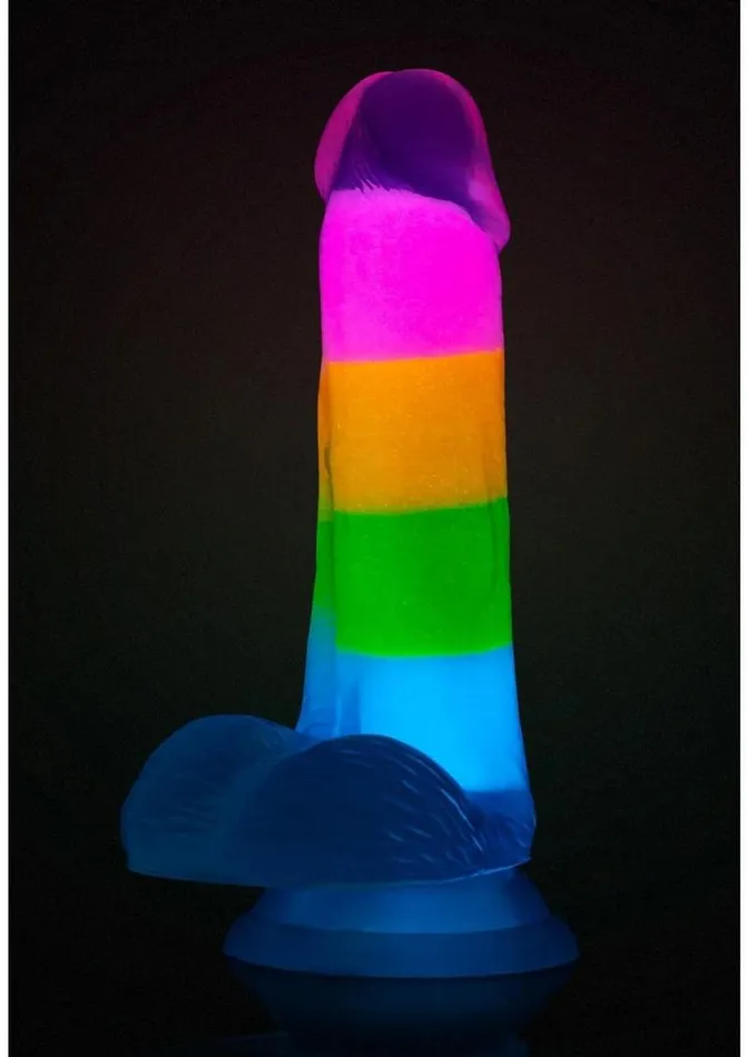 Neo Elite Female Sex Toys Neo Elite Glow In The Dark Silicone Rainbow Rave Dildo