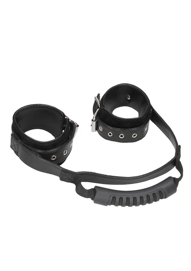 Ouch Couples Ouch Bonded Leather Hand Cuffs with Handle
