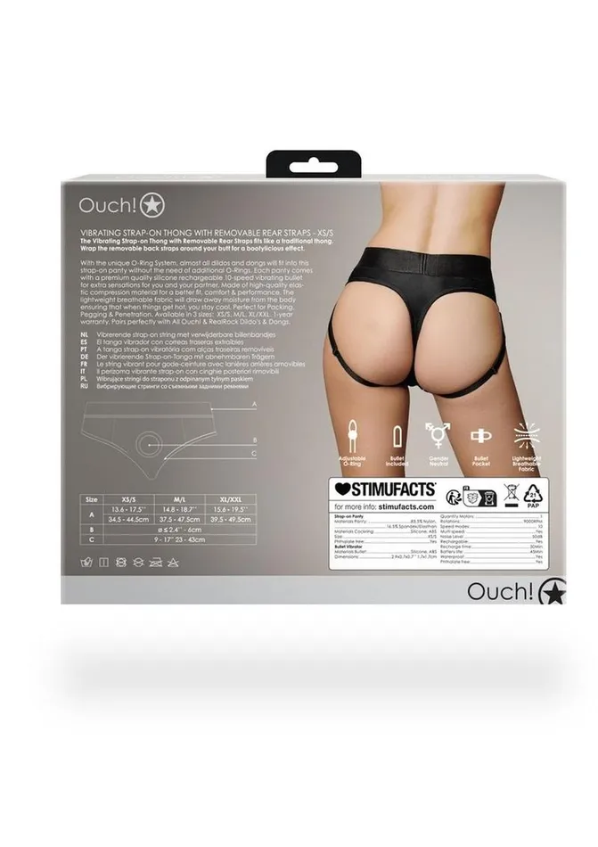 Ouch Female Sex Toys Ouch Vibrating StrapOn Thong with Removable Butt Straps Rechargeable