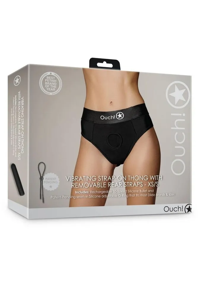 Ouch Female Sex Toys Ouch Vibrating StrapOn Thong with Removable Butt Straps Rechargeable