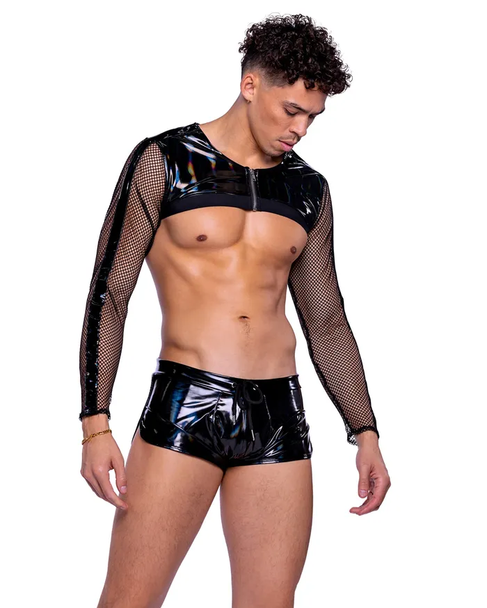 Roma Costume Inc 6518 Vinyl with Iridescent Print Long Sleeved Fishnet Top Female Sex Toys Roma Costume Inc 6518 Vinyl with Iridescent Print Long Sleeved Fishnet Top Female Sex Toys