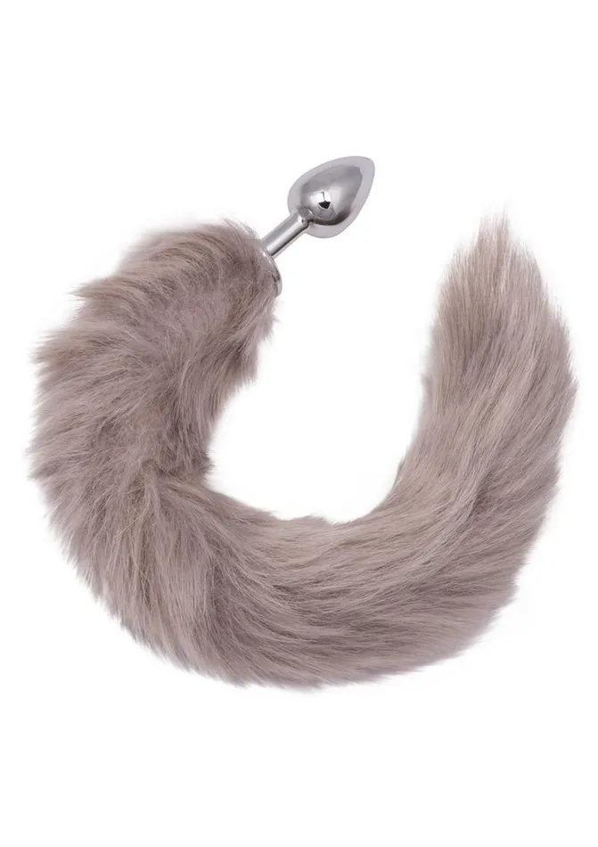Running Wild Grey Tail Faux Fur Tail and Metallic Anal Plug Running Wild Male Sex Toys