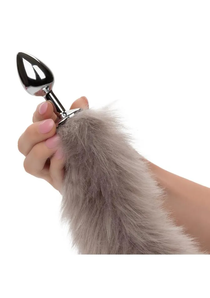 Running Wild Grey Tail Faux Fur Tail and Metallic Anal Plug Running Wild Male Sex Toys